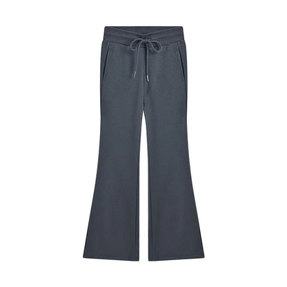 ETAIQIU Autumn Winter Sweatpants Low-waisted Trousers Black Grey Drawstring Flare Pants Streetwear High Quality Women Long Pants