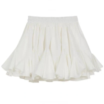 ETAIQIU DEEPTOWN White Skirt Shorts Women 2024 Summer High Waist A-line Irregular Korean Style Cute Y2k Mini Ruffle Skirt Coquette Girl